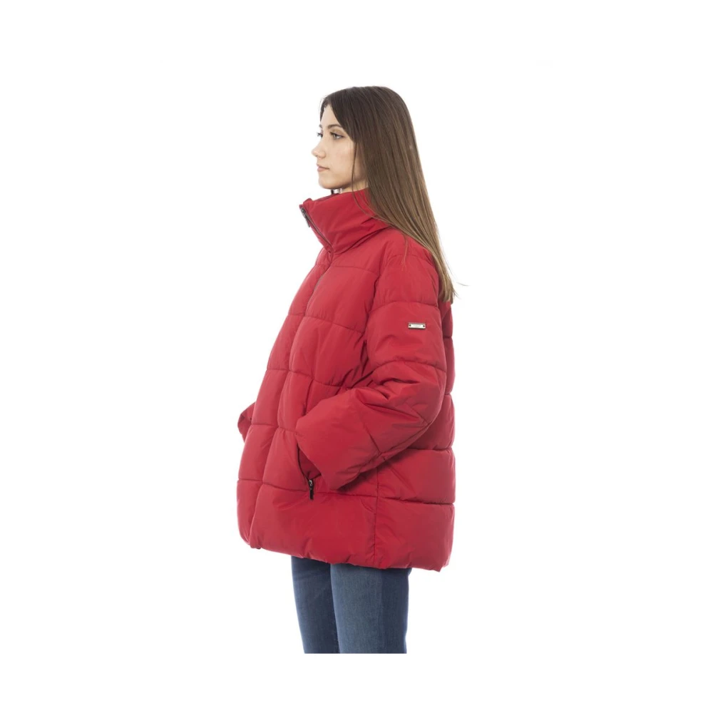 Baldinini Chique karmijnrode pufferjas met metalen details Red Dames