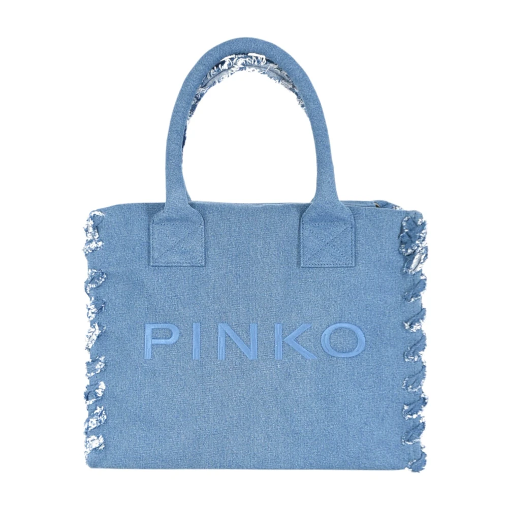 Pinko Monokrom Canvas Shopper Väska Blue, Dam