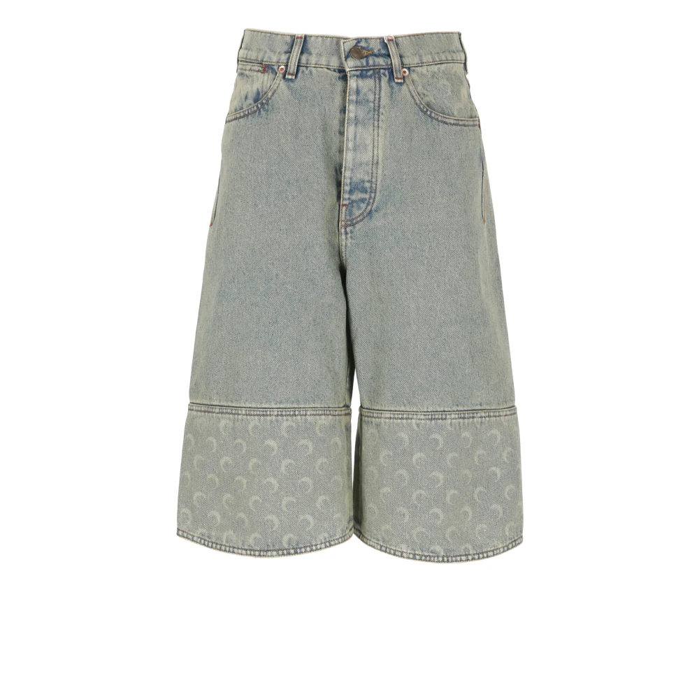Marine Serre Lichtblauwe Bermuda Shorts Maanlogo Blue