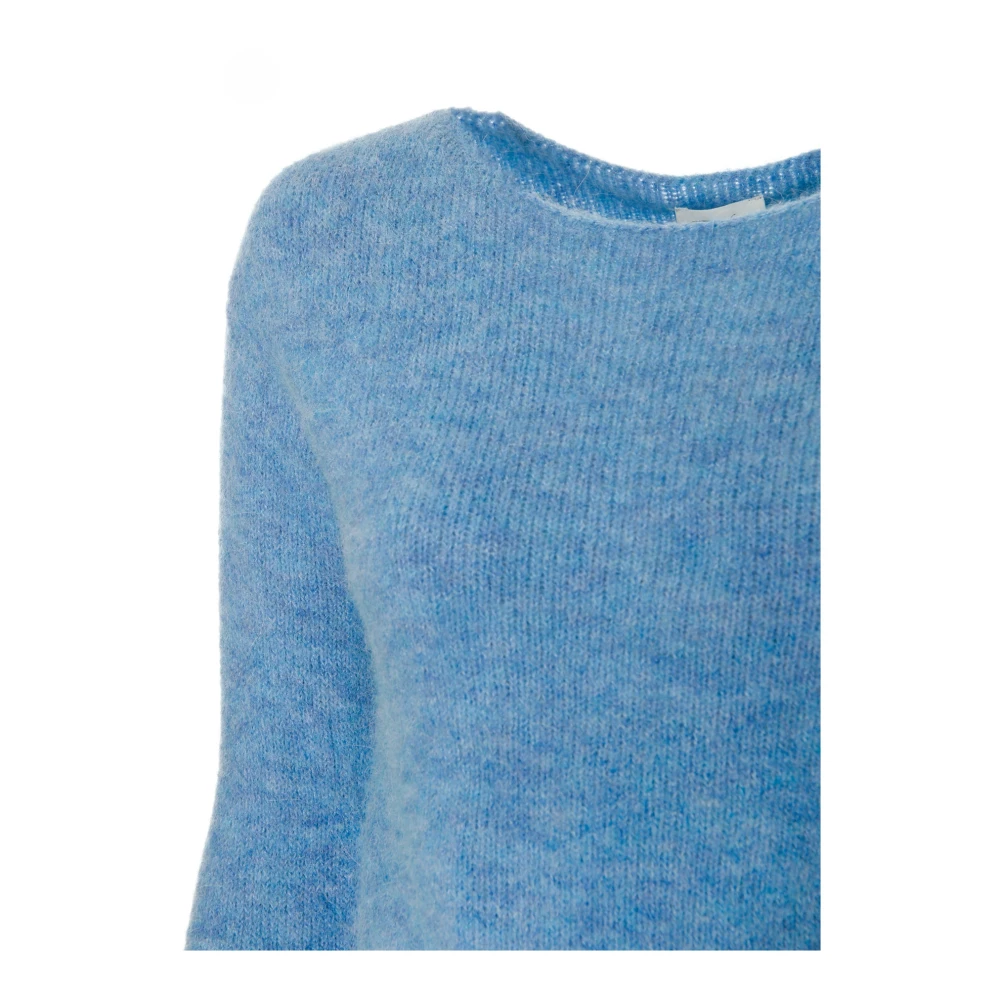 American vintage Gezellig Gebreide Trui met Ronde Hals Blue Dames