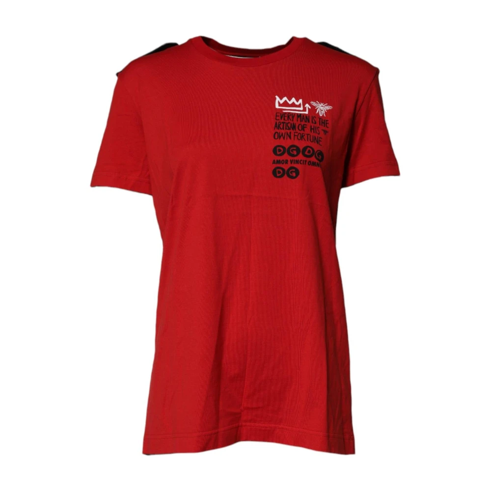 Dolce & Gabbana Women's Red T-Shirts, Xl, Graphic Tee Short Sleeve