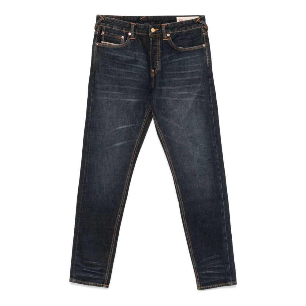 Evisu Donkerblauwe Denim Jeans met Logo Blue Heren