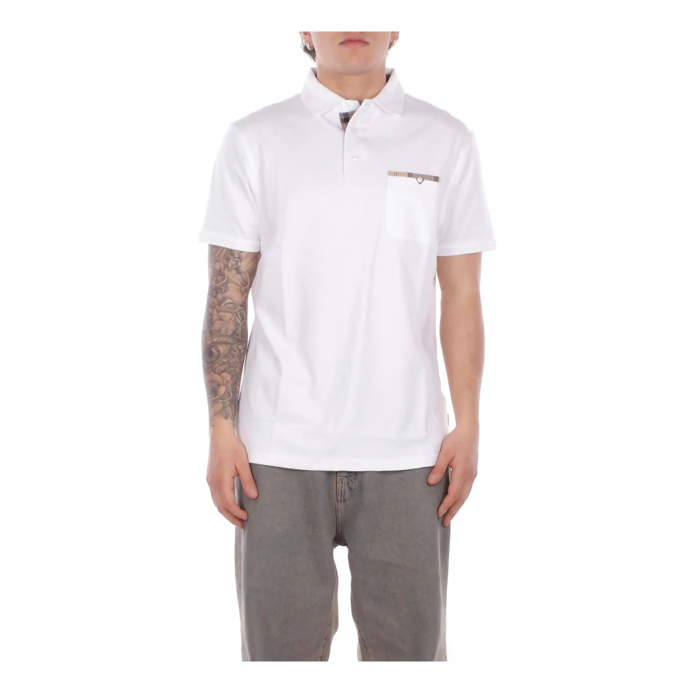 Barbour White Polo Shirts, Male, L, Corpatch Tailored Polo Shirt