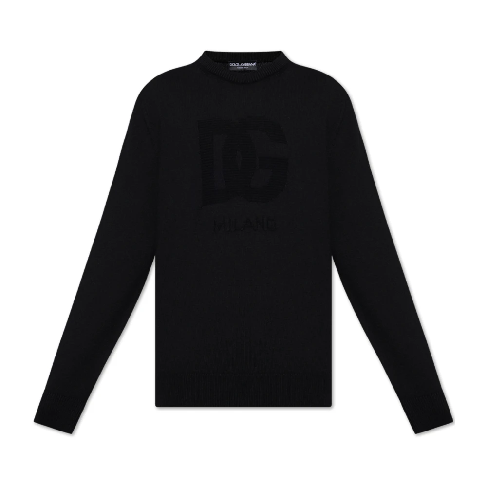 Dolce & Gabbana Wollen trui met logo Black Heren
