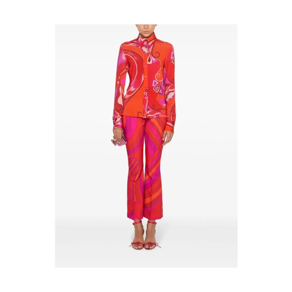 EMILIO PUCCI Grafische Print Knoopjurk Red Dames