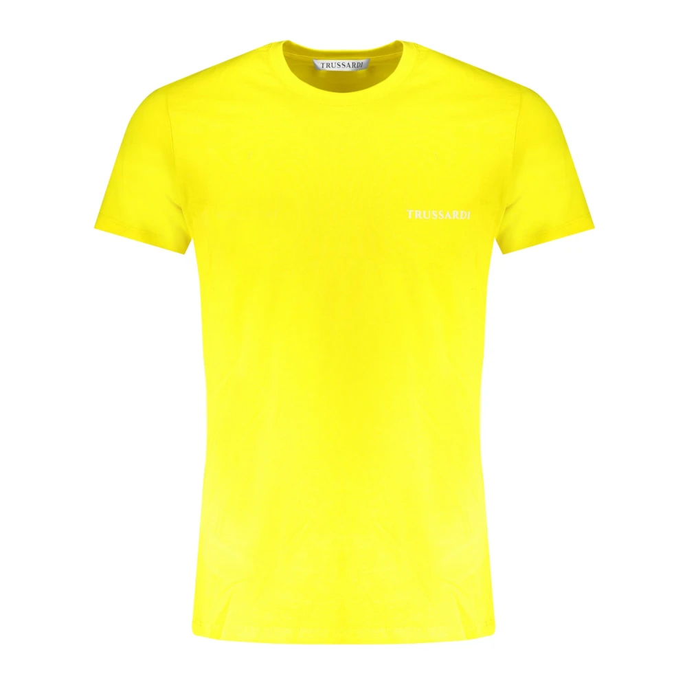 Trussardi Gele T-shirt met korte mouwen en logo Yellow Heren