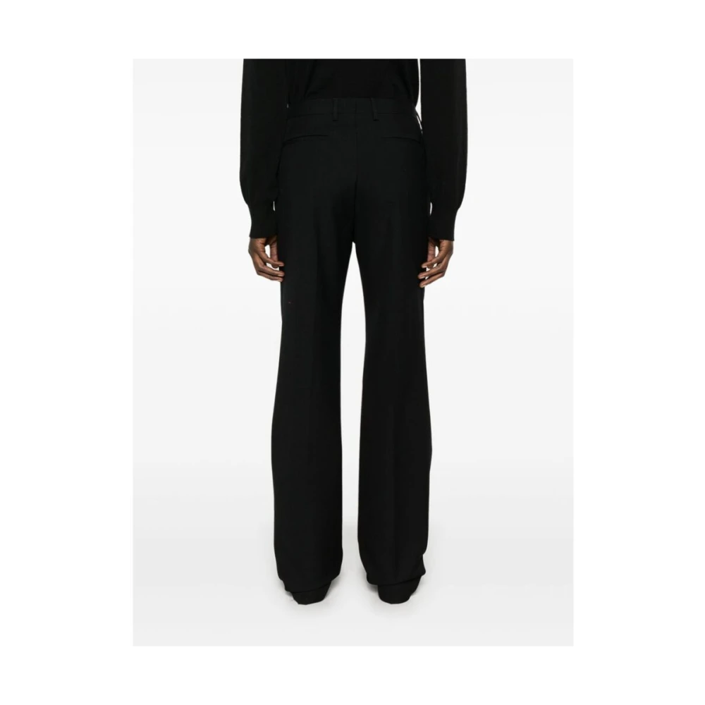 Dries Van Noten Zwarte Wol Twill Straight Leg Broek Black Heren