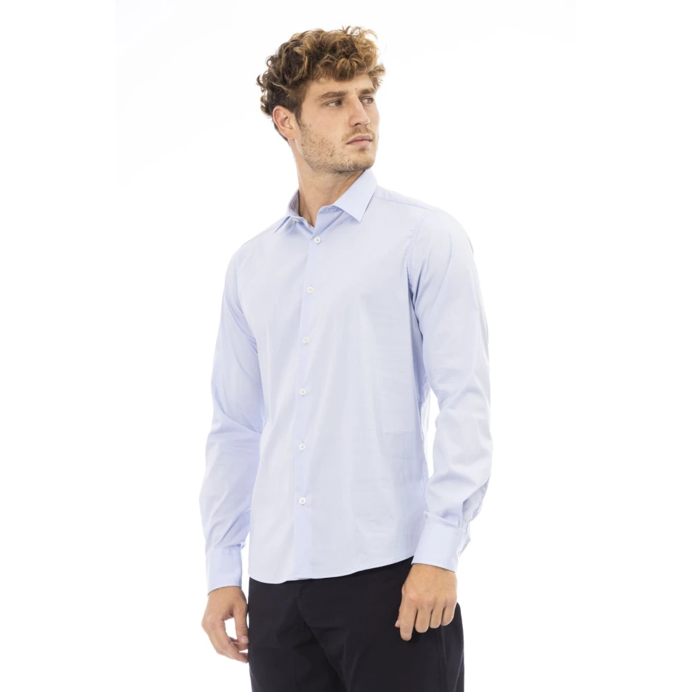 Baldinini Italiaans overhemd met Italiaanse kraag Blue Heren