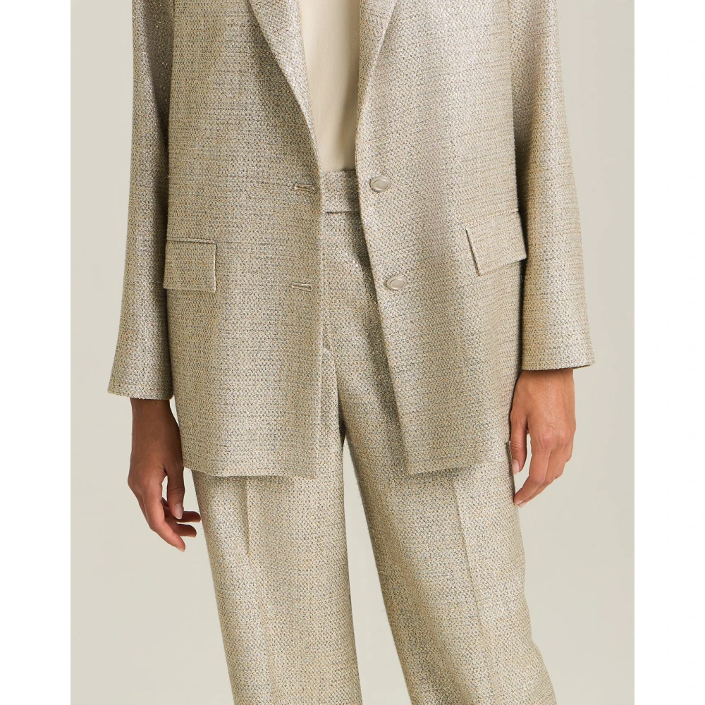 Kiton Lamé Effect Viscose Jas Beige Dames