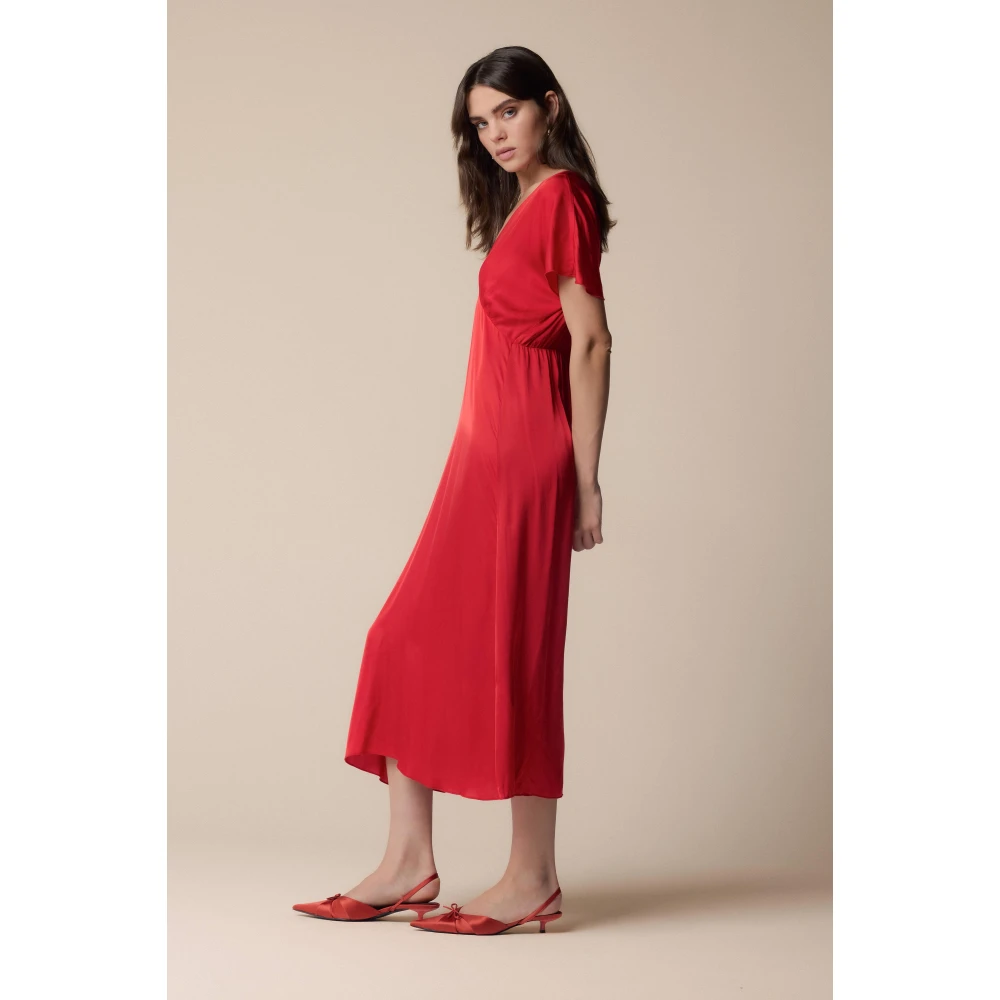 Kocca Stijlvolle Lange Jurk Minimalistische Stijl Red Dames