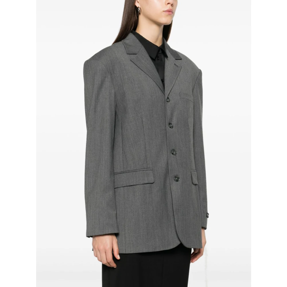 Birgitte Herskind Slate Grey Blazer met Off-Center Knoop Gray Dames