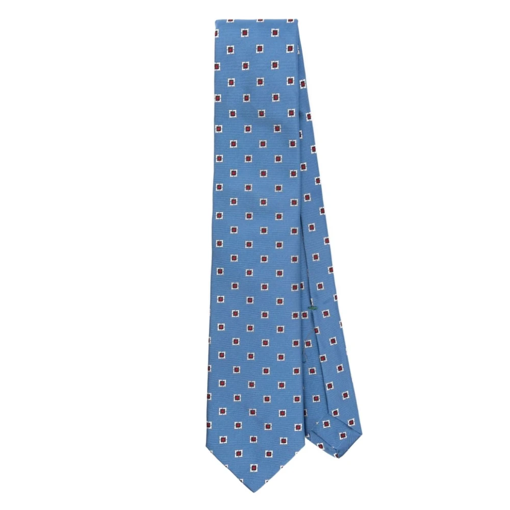 Borrelli Heldere Blauwe Zijden Jacquard Stropdas Blue Heren