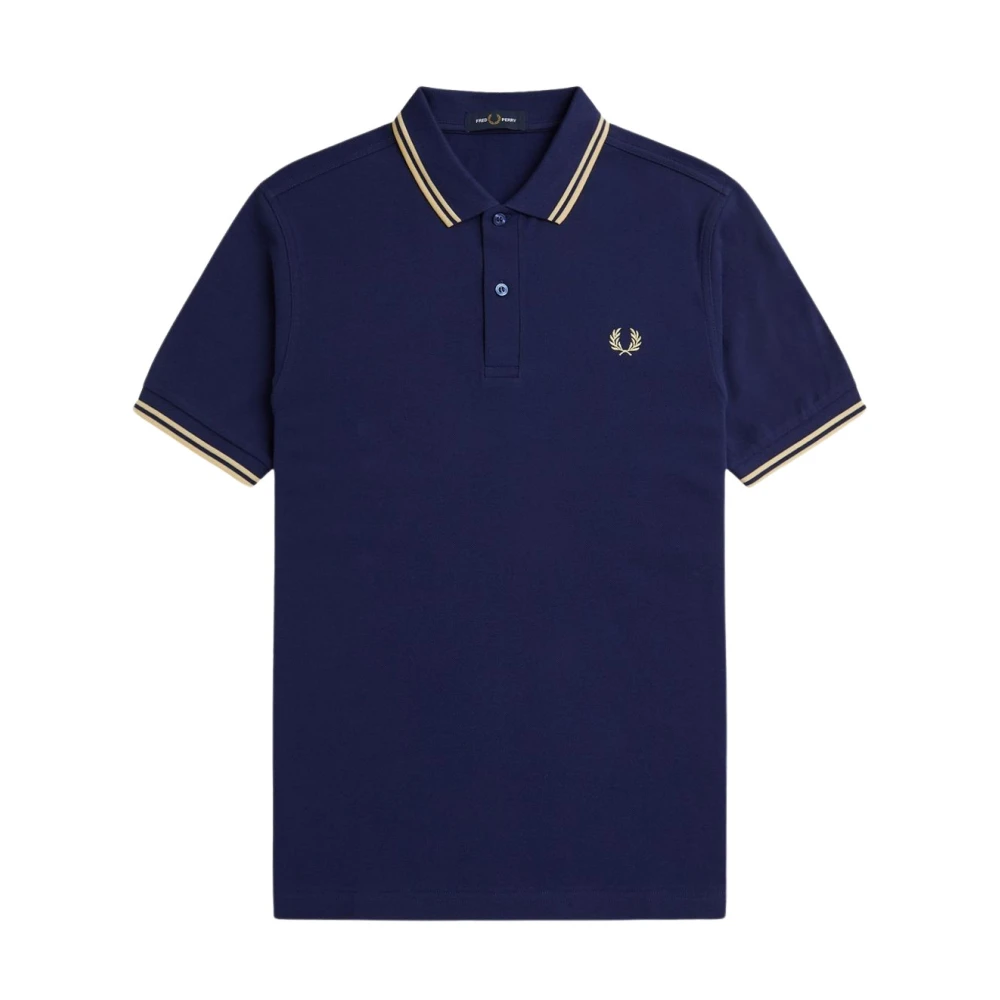 Fred Perry regular fit polo TWIN TIPPED met logo donkerblauw