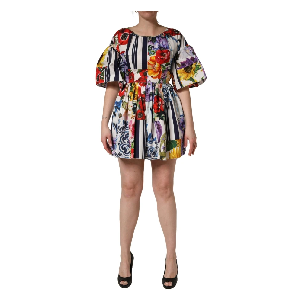 Dolce & Gabbana Patchwork Cotton Poplin Mini Dress - Female - Short Dresses - Multicolor - S - Dresses