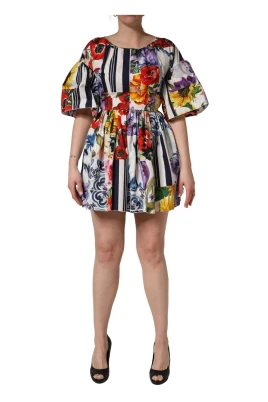 Patchwork Cotton Poplin Mini Dress