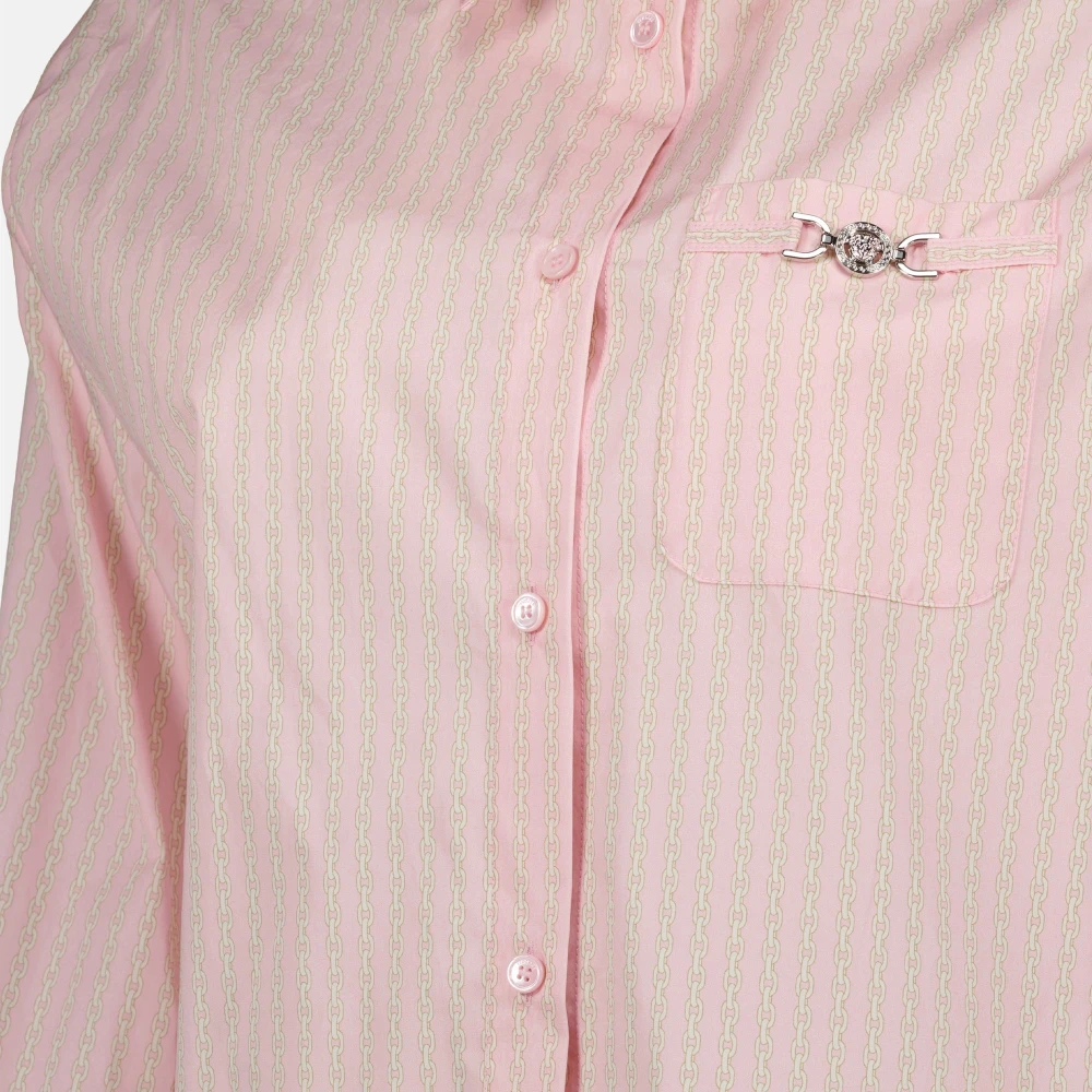 Versace Kettingprint Lange Mouw Shirt Pink Dames