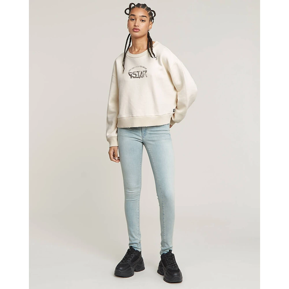 G-Star Logo Loose Sweater voor Vrouwen White Dames