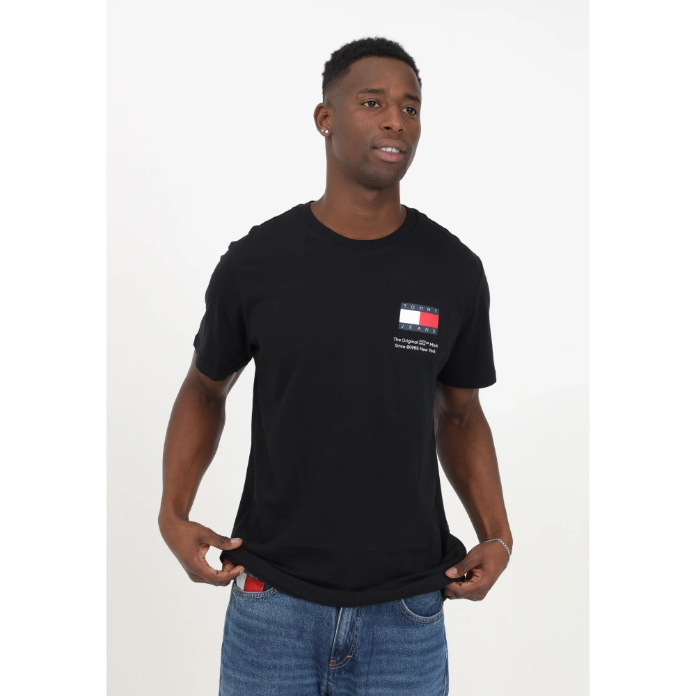 Tommy Jeans Heren Zwart Katoenen T-shirt met Logo Black Heren