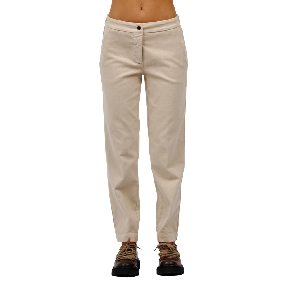 Rosso35 Katoenen Elastische Taillebroek met Achterzakken Beige Dames