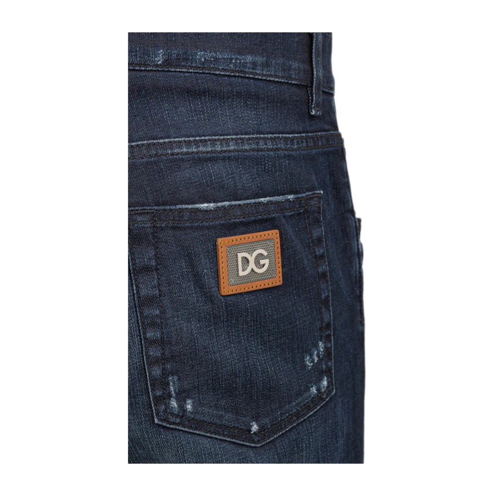 Dolce & Gabbana Skinny jeans met reliëflogo Blue Heren
