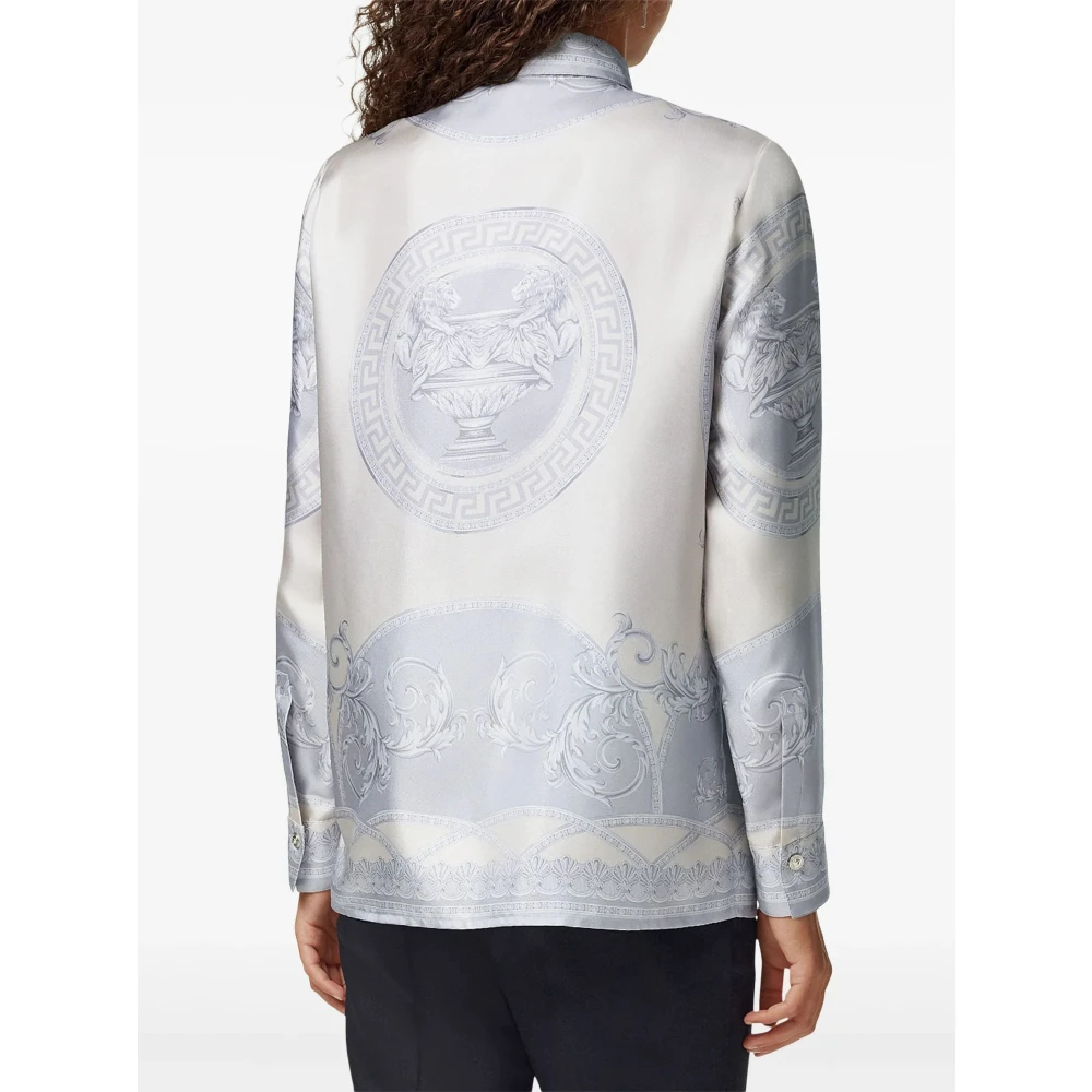Versace Elegante Formele Overhemd in Zilver Grijs Gray Dames