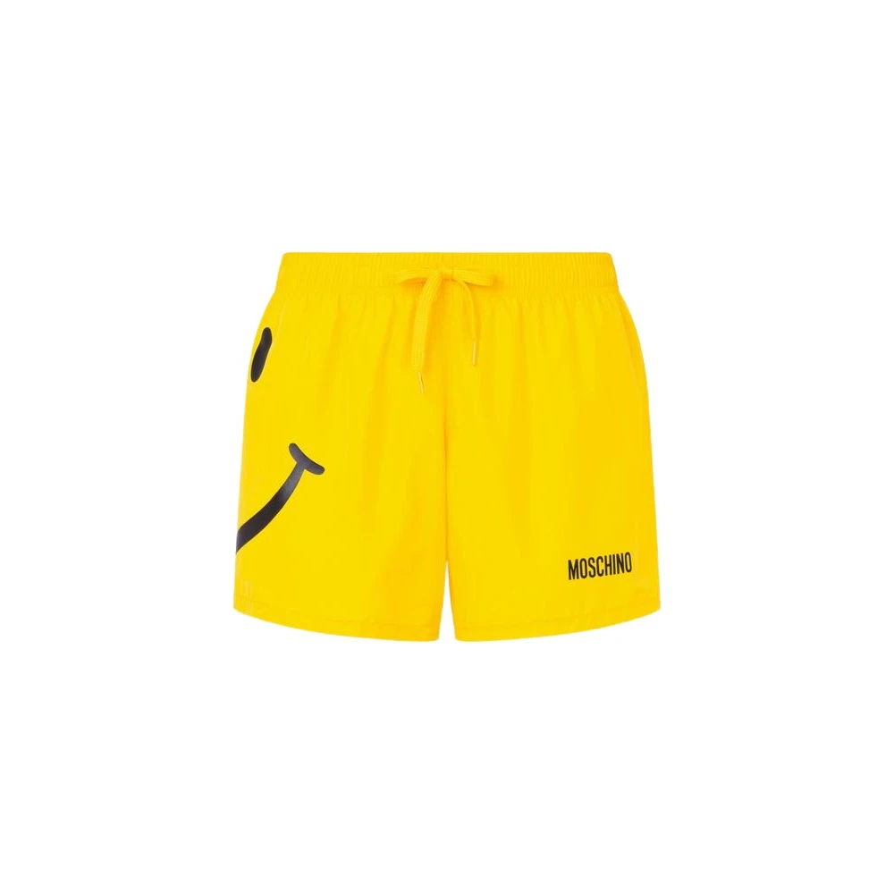 Moschino Men's Yellow Beachwear, S, Smiley® Nylon Swim Boxers