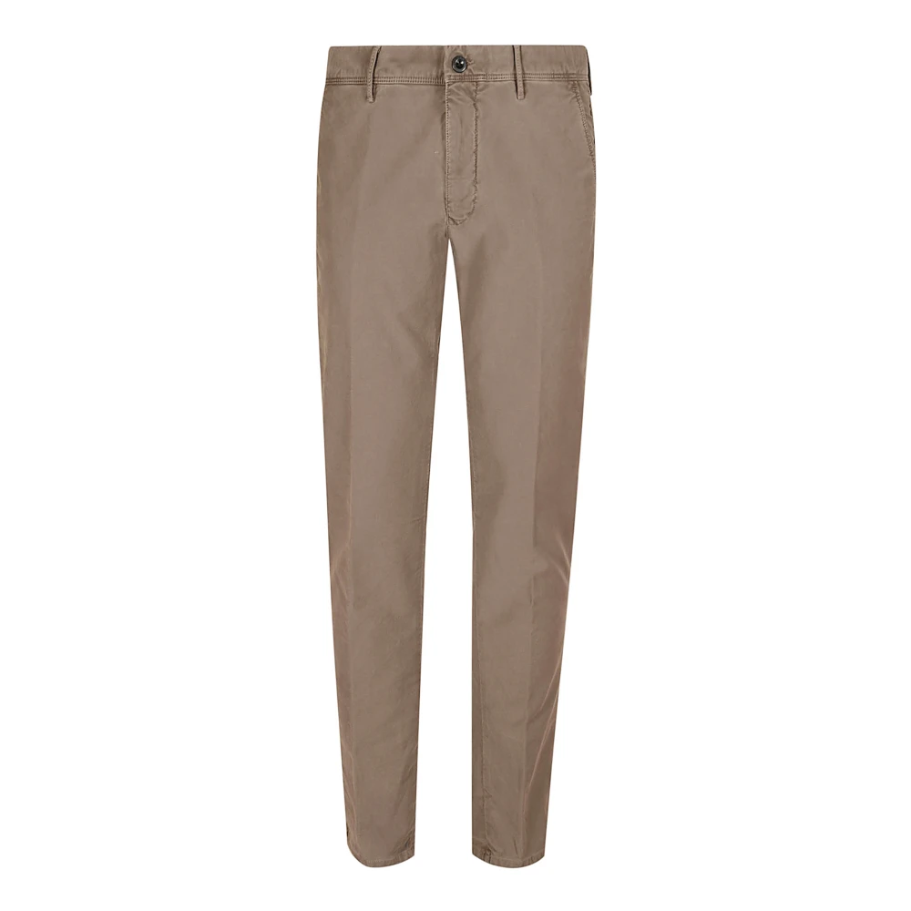 Incotex Bruine Slim Fit Stretch Katoenen Broek Brown Heren