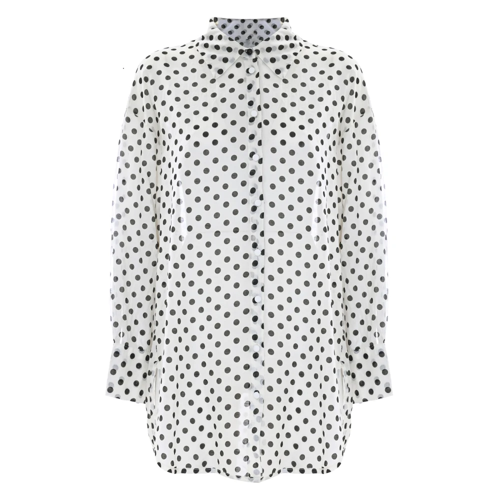 Kocca Gestippelde Roomkleurige Shirt met Lange Mouwen White Dames