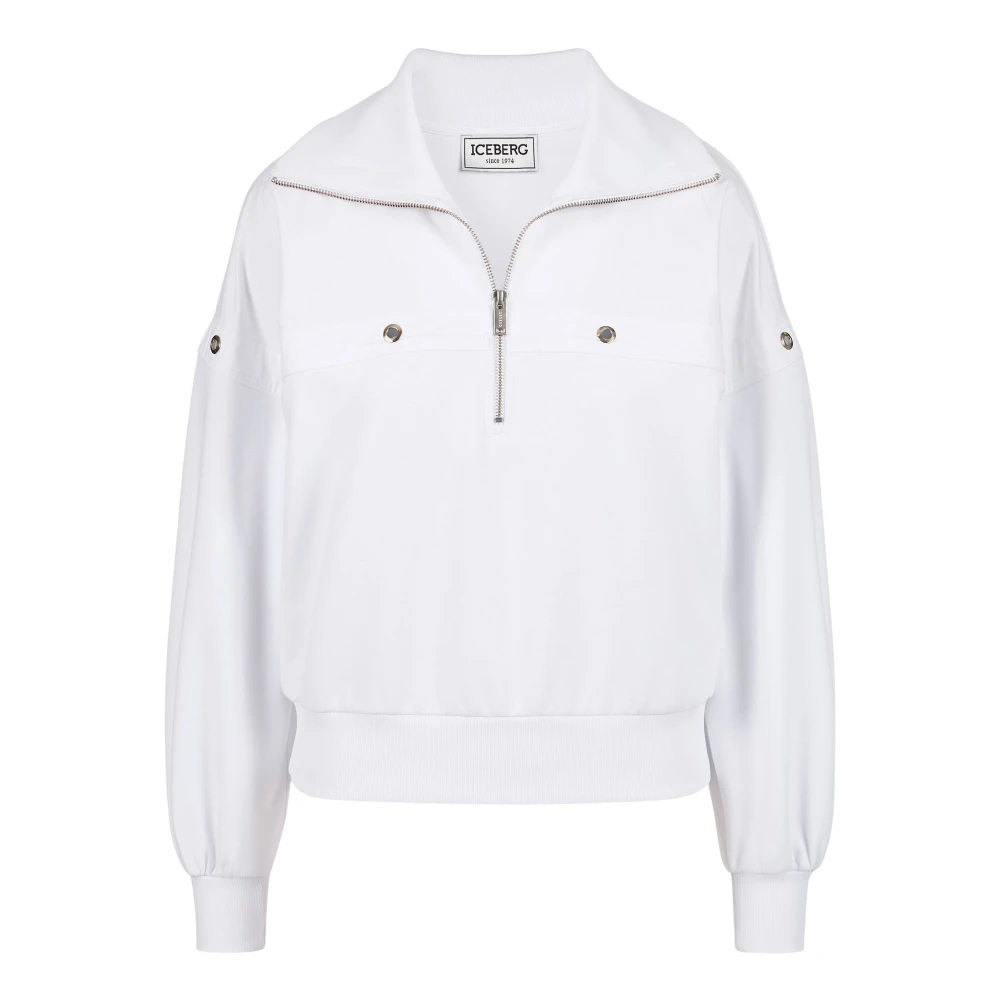 Iceberg Geknipte pasvorm witte sweatshirt van scuba stof White Dames