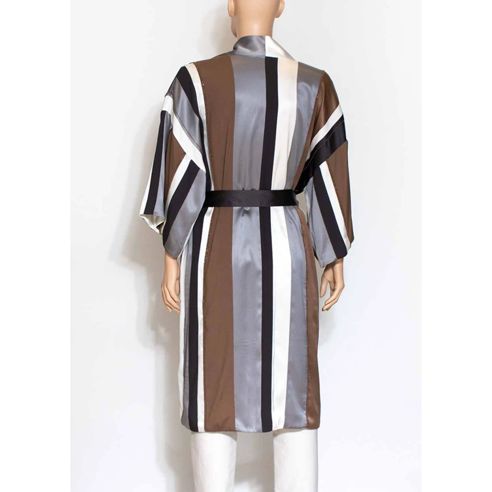 BRUNELLO CUCINELLI Zijden Gestreepte Cape Jas voor Vrouwen Multicolor Dames