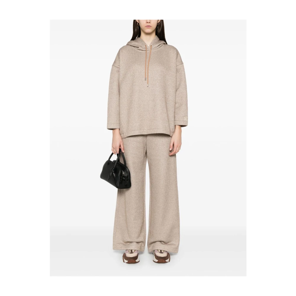 Max Mara Kameelbruine trui met capuchon en lurex-details Brown Dames