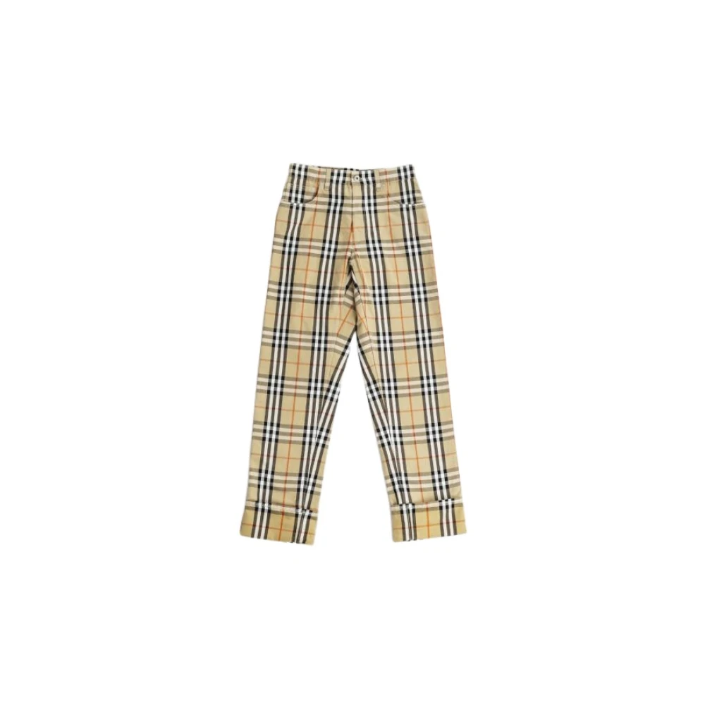 Burberry Rutigt Mönster Straight-Leg Byxor Beige, Dam