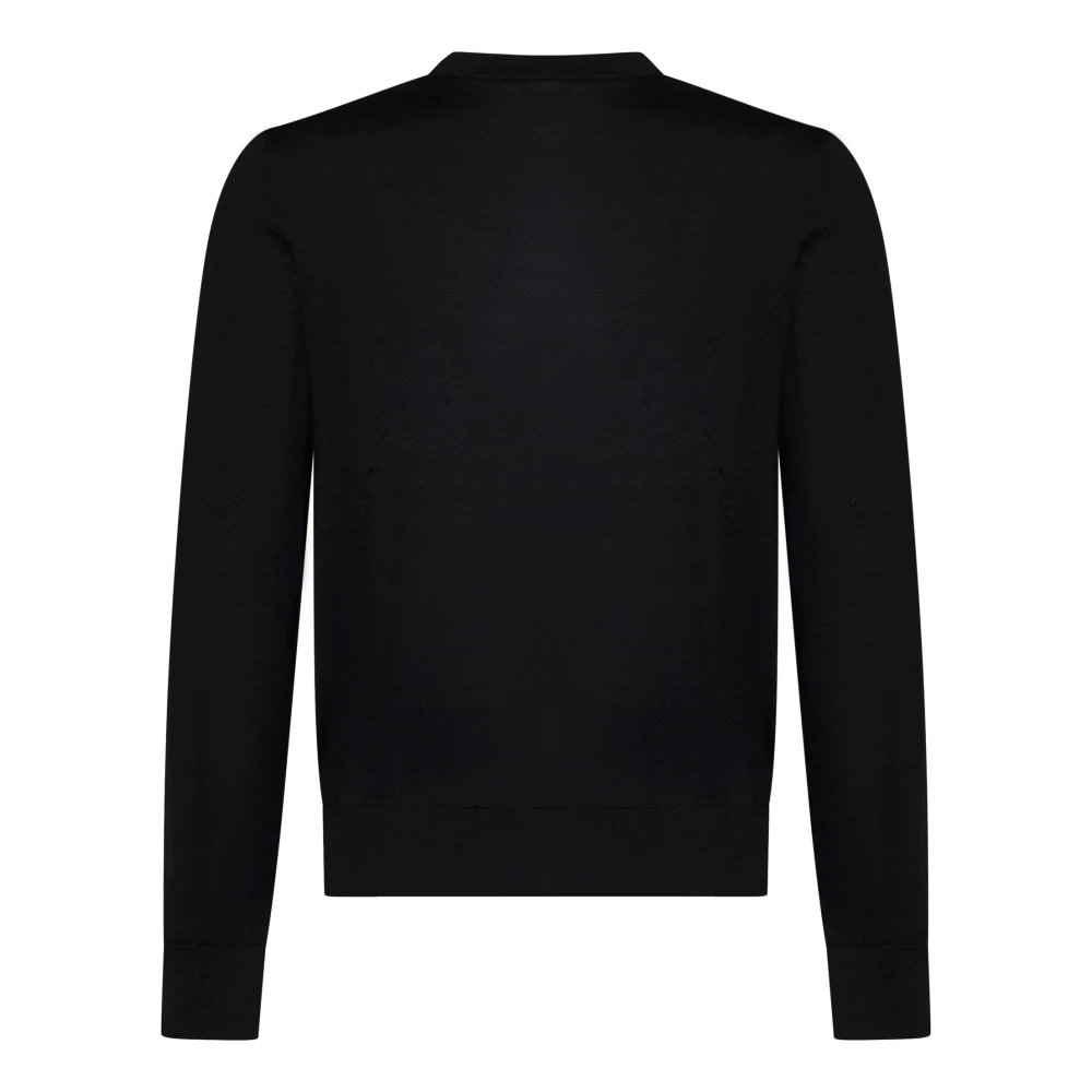 Dsquared2 Zwarte Wol Crewneck Logo Sweatshirt Black Heren