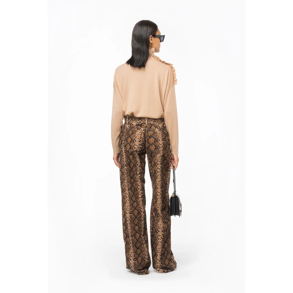 pinko Beige Gerimpelde Wollen Coltrui Beige Dames