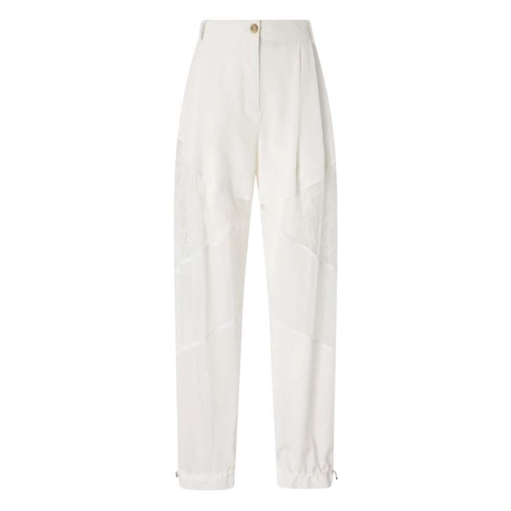 Pinko Women's White Tapered Trousers - Tapered Trousers - M - Trousers