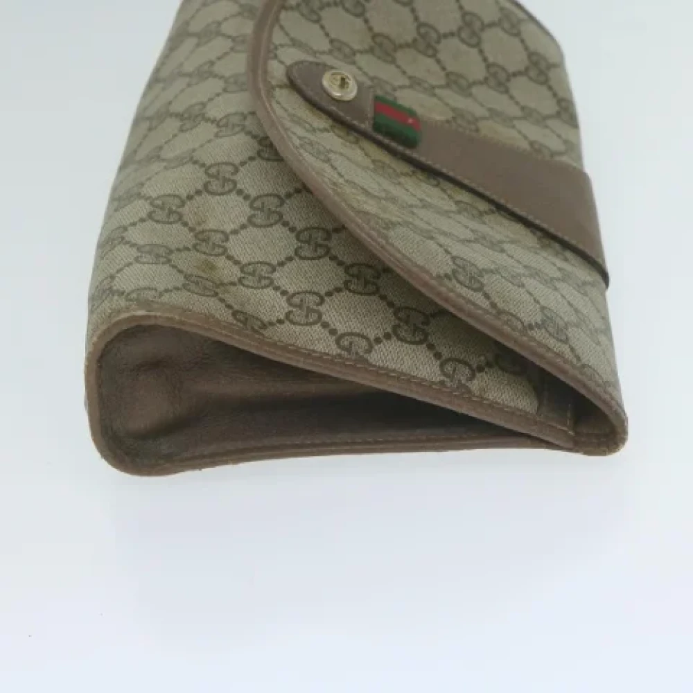 Gucci Vintage Pre-owned Leather clutches Beige Dames