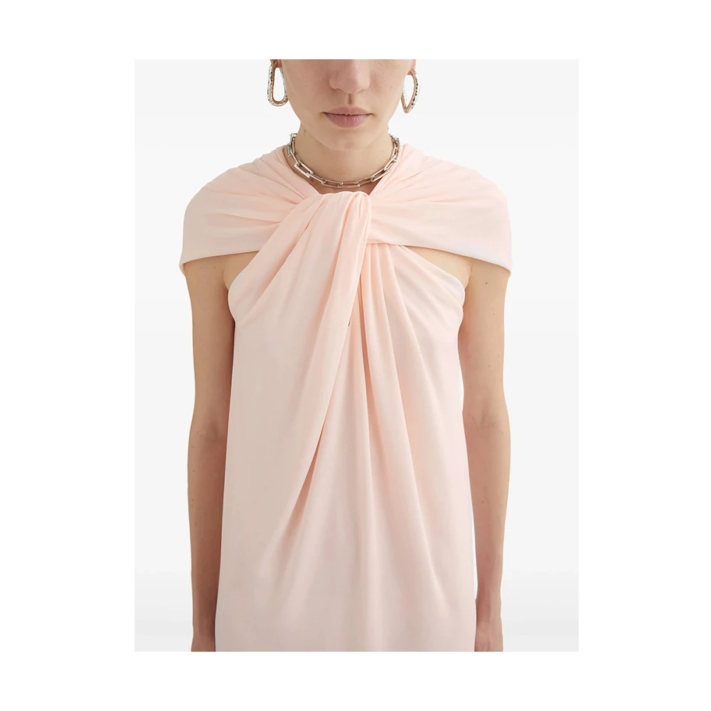 Jil Sander Poederroze Gedrapeerde Jurk Beige Dames