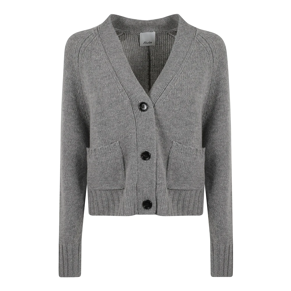 Allude Grijze Timberwolf Geribbelde Cardigan Sweater Gray Dames