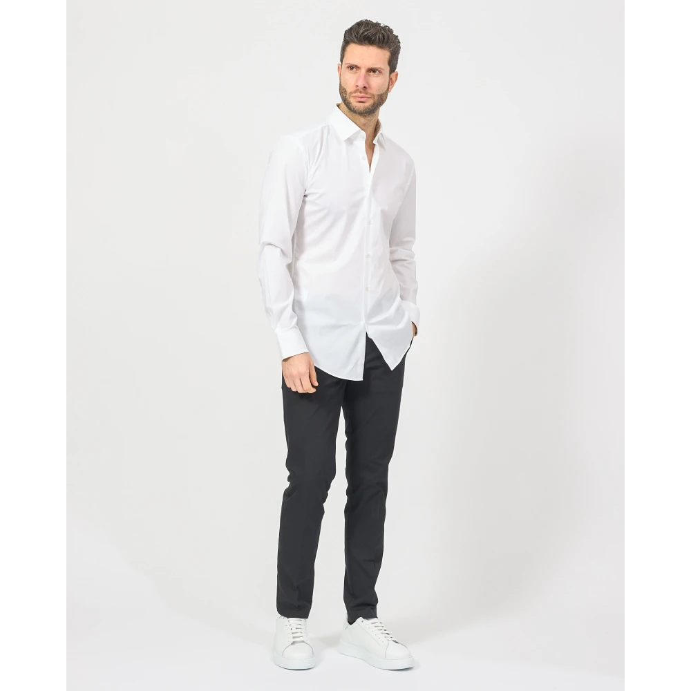 Hugo Boss Witte Slim Fit Overhemd met Lange Mouwen White Heren