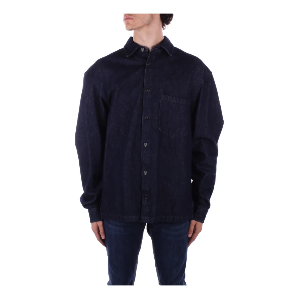 PAUL & SHARK Denim Yachting Logo Button Shirt Blue Heren