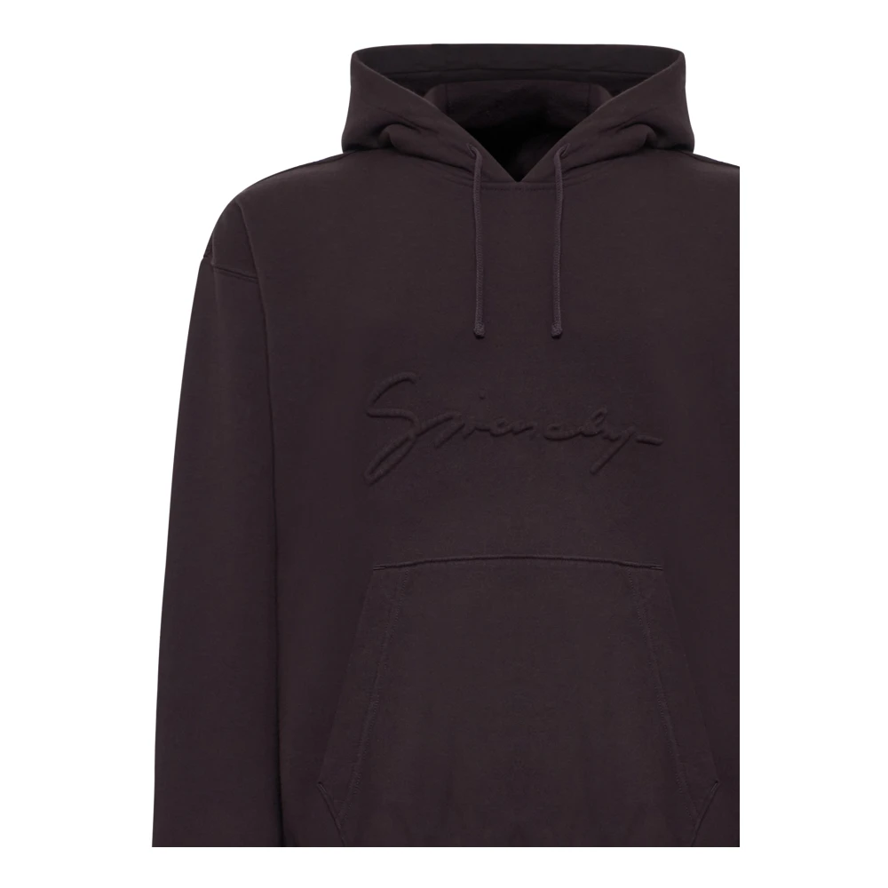 Givenchy Logo Embossed Drawstring Hoodie Purple Heren
