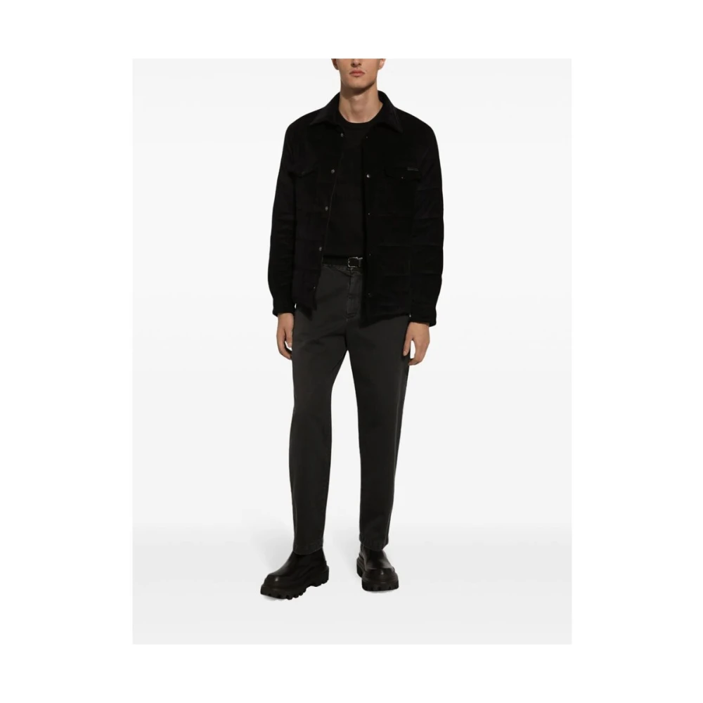 Dolce & Gabbana Zwarte broek met hoge taille en taps toelopende pijpen Black Heren