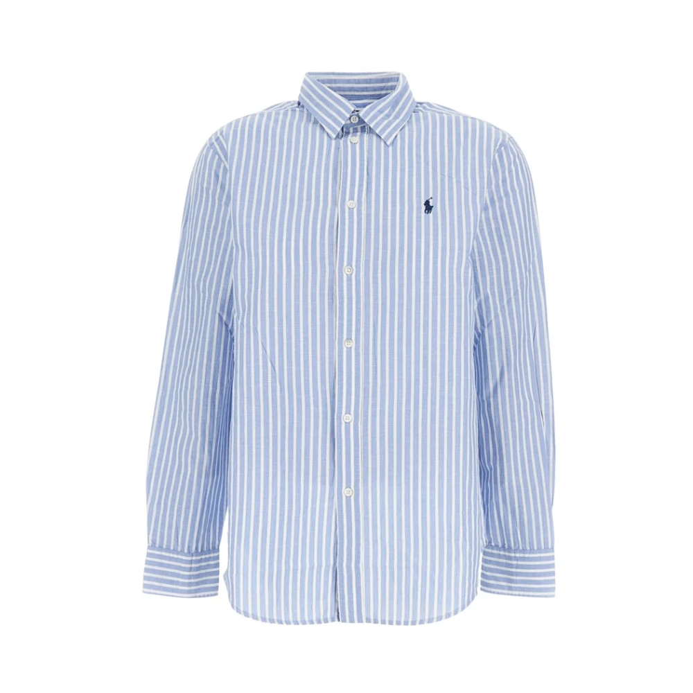 Polo Ralph Lauren Women's Blue Vertical Stripe Sport-Cut Shirt