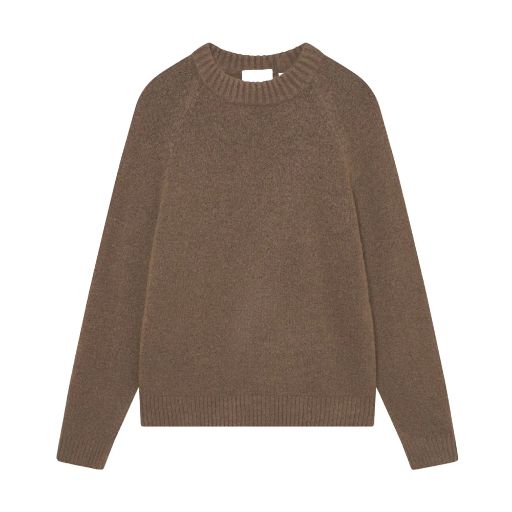 Les Deux Men's Brown Round-Neck Knitwear, Xl, Textured Crewneck Knit Jumper