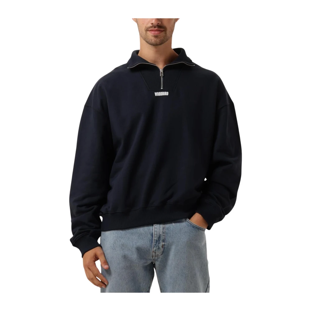 Woodbird Heren Half Zip Sweater Donkerblauw Blue Heren