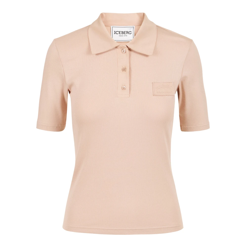 Iceberg Blush geribbeld T-shirt met korte mouwen en logo Pink Dames