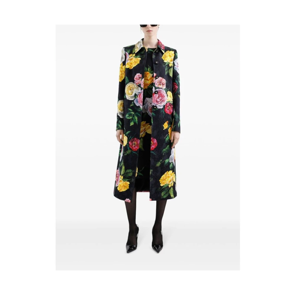 Dolce & Gabbana Bloemenprint Mouwloze Zwarte Jurk Multicolor Dames