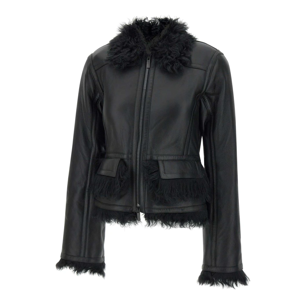 Remain Birger Christensen Zwarte Lamsvacht Jas Black Dames