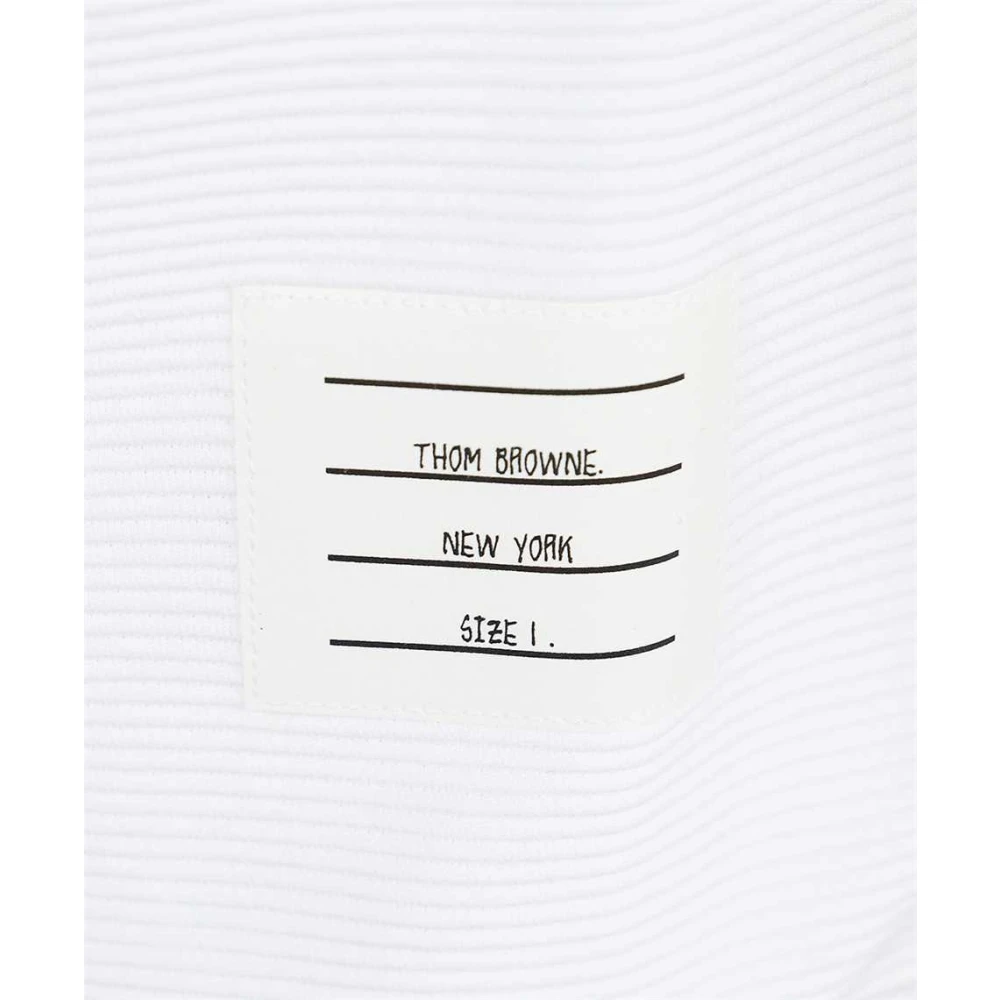 Thom Browne Gestreepte Katoenen Sweatshirt Korte Mouwen White Heren