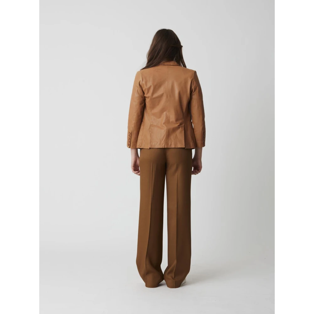 Bully Stijlvolle Leren Jas voor Vrouwen Brown Dames